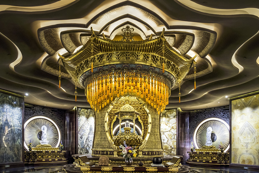 Interior of Usnisa Palace featuring ERCO LED lighting in Niushoushan Culture Park, Nanjing.