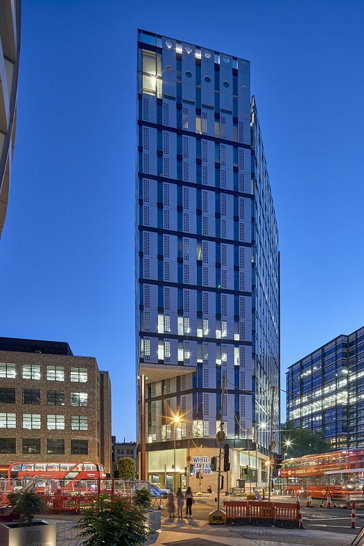 AHMM Architects White Collar Factory in London, featuring flexible ERCO track lighting for office spaces.