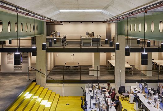 AHMM Architects office in London featuring flexible ERCO track downlights and a human centric lighting scheme.