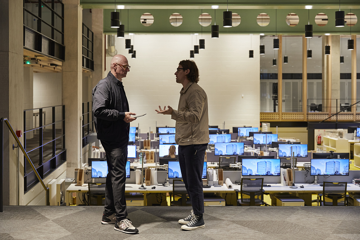AHMM architects in their London office, using ERCO Jilly track downlights for flexible lighting.
