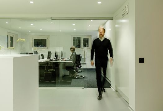 ERCO office with LED lighting in Stockholm, part of the showroom in a former light bulb factory.