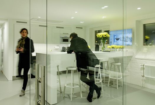 ERCO showroom in Stockholm, featuring modern LED lighting in a converted light bulb factory.
