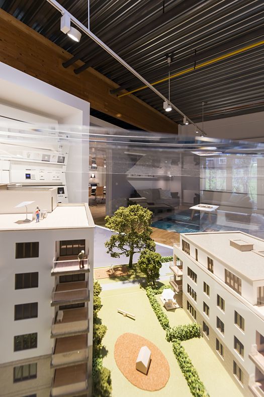 Architectural model of Otto Wulff Projektentwicklung, Hamburg, lit by ERCO LEDs.