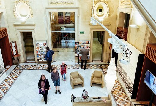 ERCO spotlights and tracks in Palau Robert, Barcelona, providing flexible lighting for changing exhibitions.