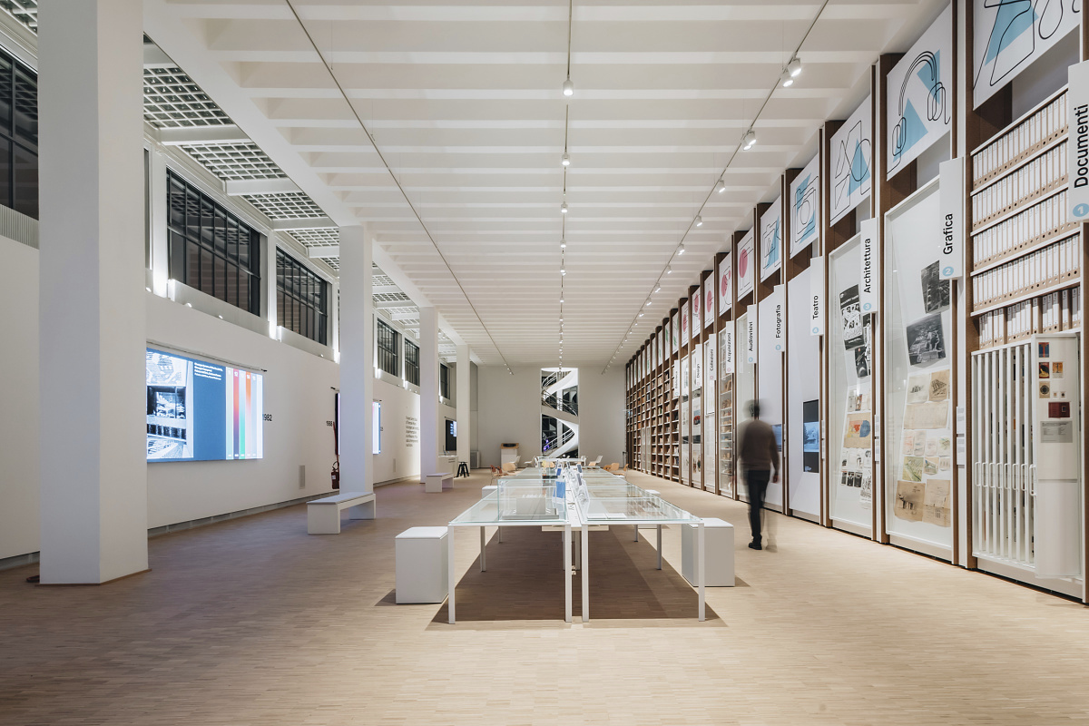 Triennale Museum interior in Milan, featuring ERCO LED lighting for flexible illumination.