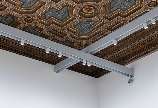 ERCO Parscan LED spotlights illuminate the Palazzo Grassi ceiling, Venice, for flexible museum lighting.