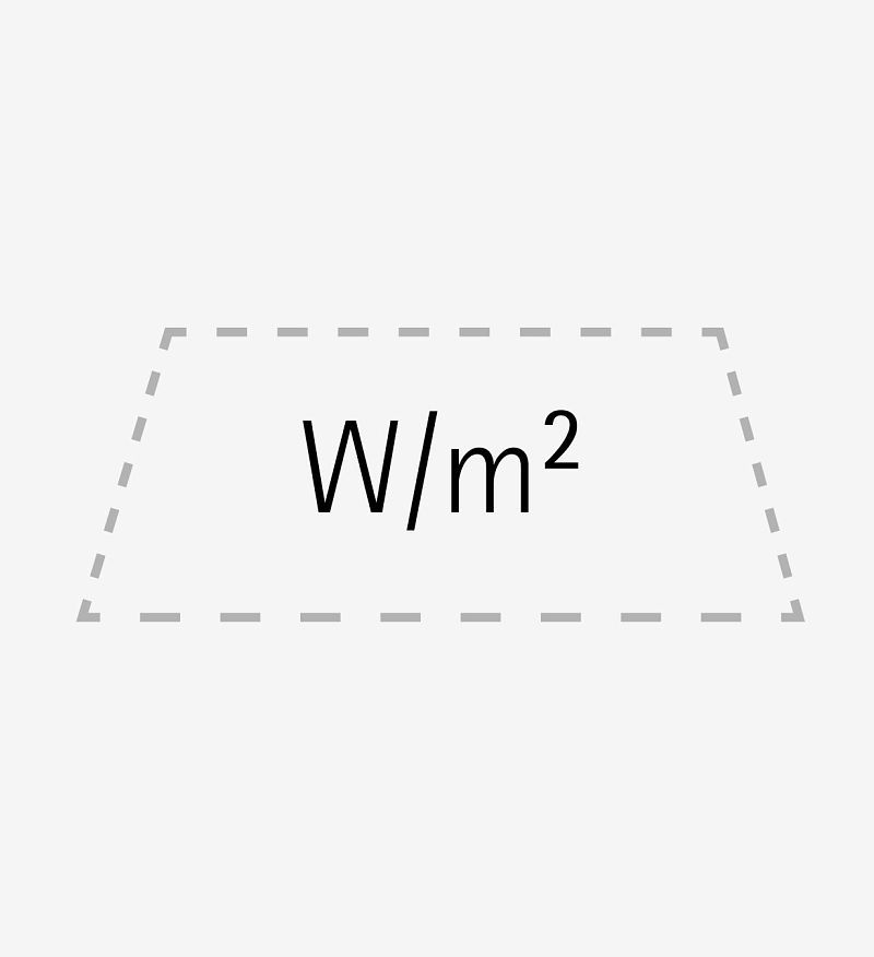 W/m²: Metric for Skim Panlens surface-mounted luminaire light output by ERCO.
