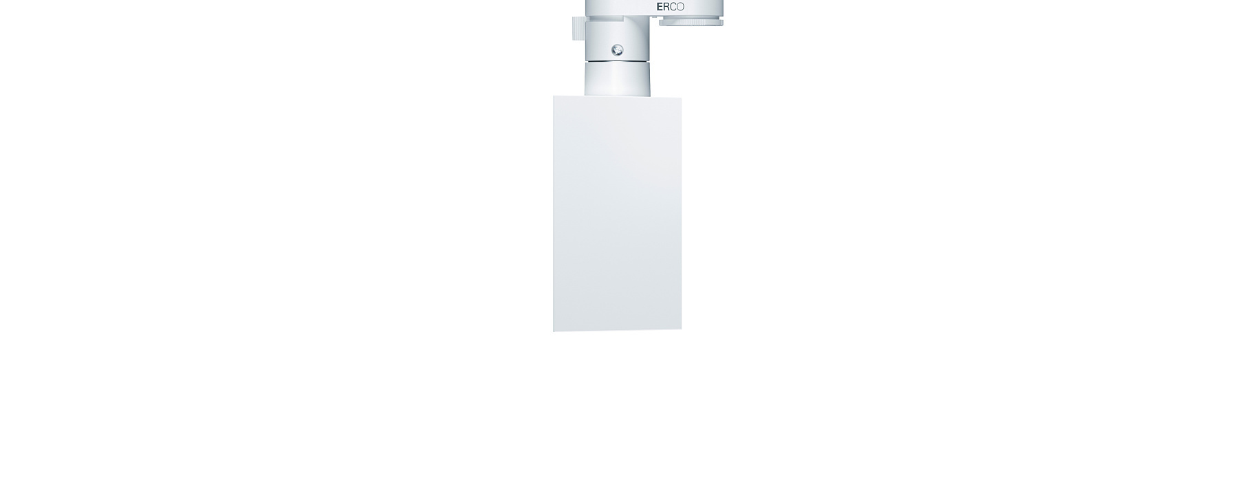 ERCO Pantrac downlight for track, designed for uniform wallwashing.
