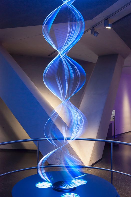 Foucault pendulum in Phänomenta Lüdenscheid, illuminated by ERCO Powercast spotlights.