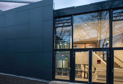 Entrance of Phänomenta Science Center in Lüdenscheid, featuring ERCO lighting.