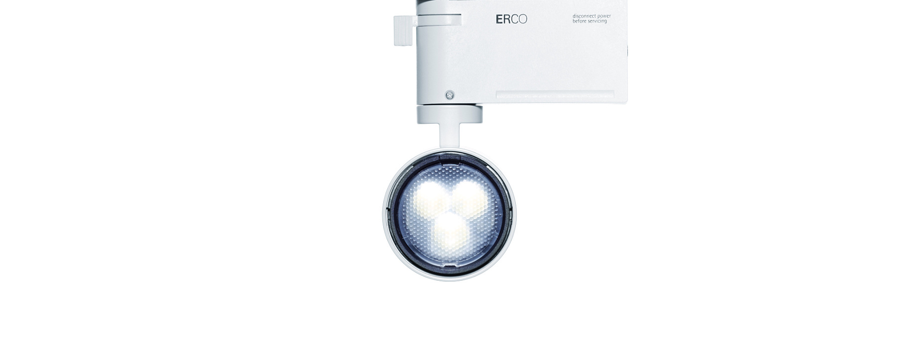 ERCO Pollux spotlight for track lighting, a compact and versatile zoom spotlight.