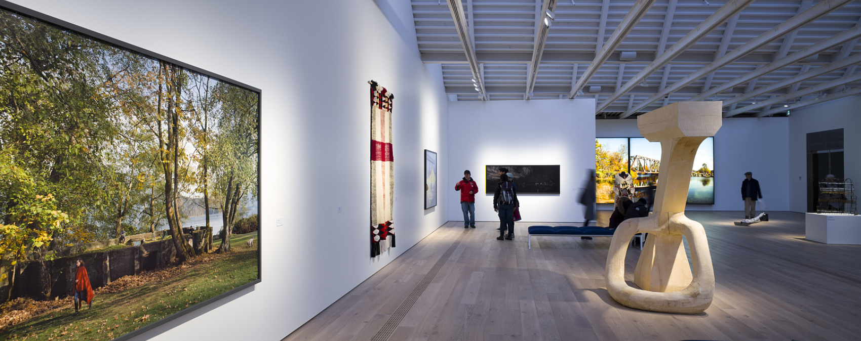 Interior of Polygon Gallery featuring art and ERCO LED track lighting.