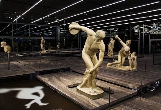 Discobolus statue illuminated by ERCO LEDs at the Fondazione Prada Museum, Milan.