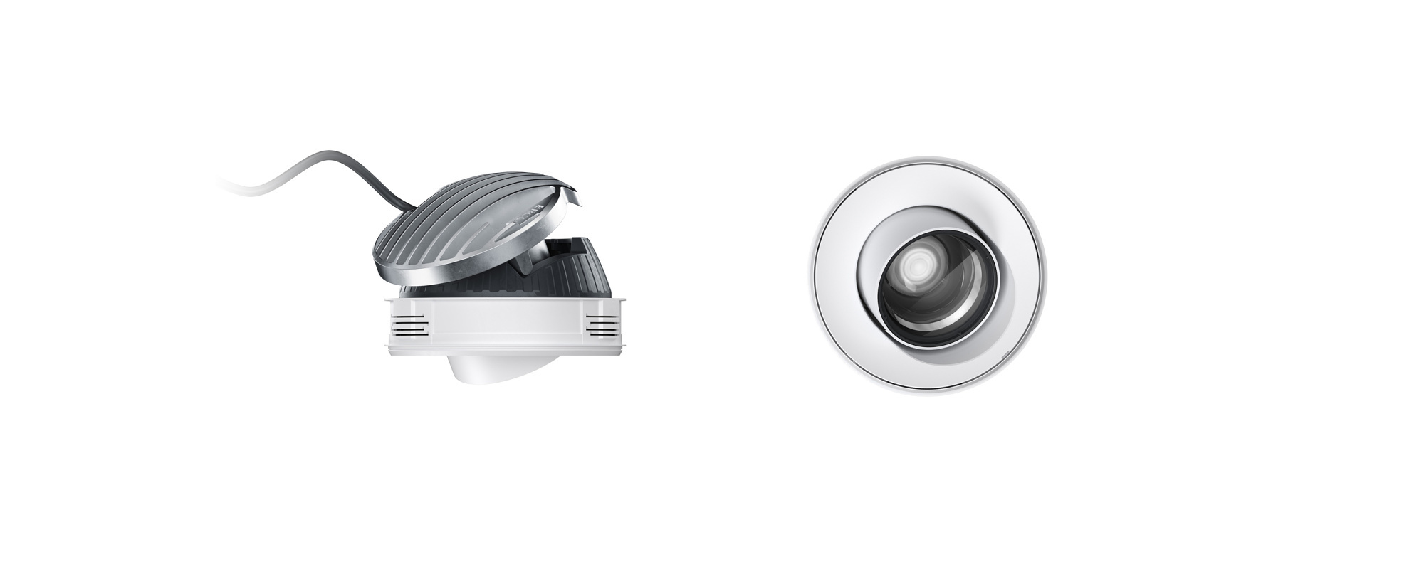 ERCO Quinta recessed spotlight with darklight lens for accent and general lighting.