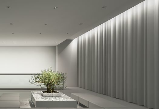 Illuminated space featuring ERCO recessed ceiling luminaires and textiles for soft light diffusion.