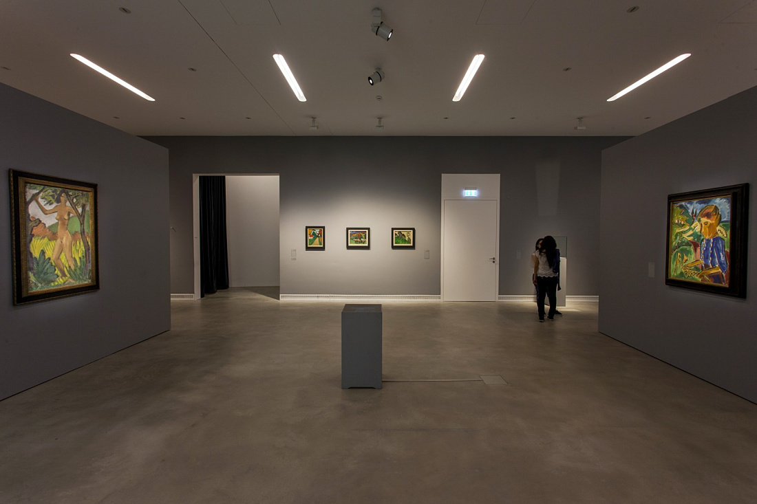 Ravensburg Art Museum interior featuring ERCO LED lighting illuminating displayed artworks.