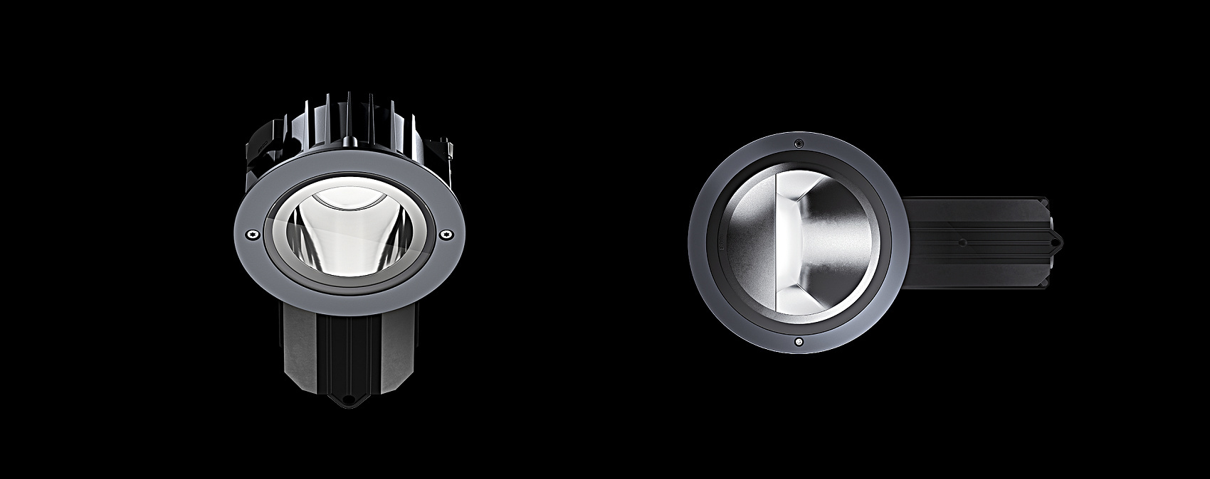 ERCO LED recessed downlights for outdoor use, ideal for high-quality lighting of atriums and facades.