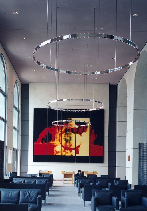 ERCO Avalon light structures in the Reichstag Building, combining lighting and design.