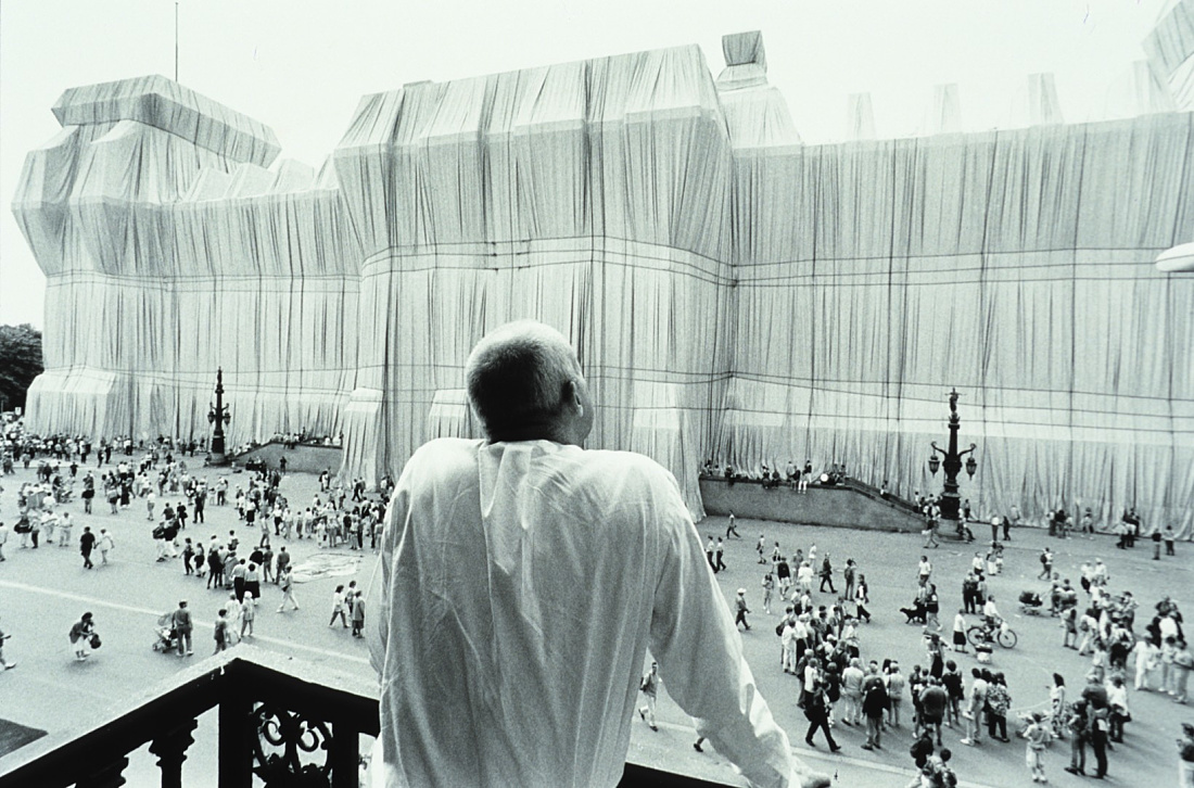 Wrapped Reichstag by Christo and Jeanne-Claude, an art installation in Berlin.