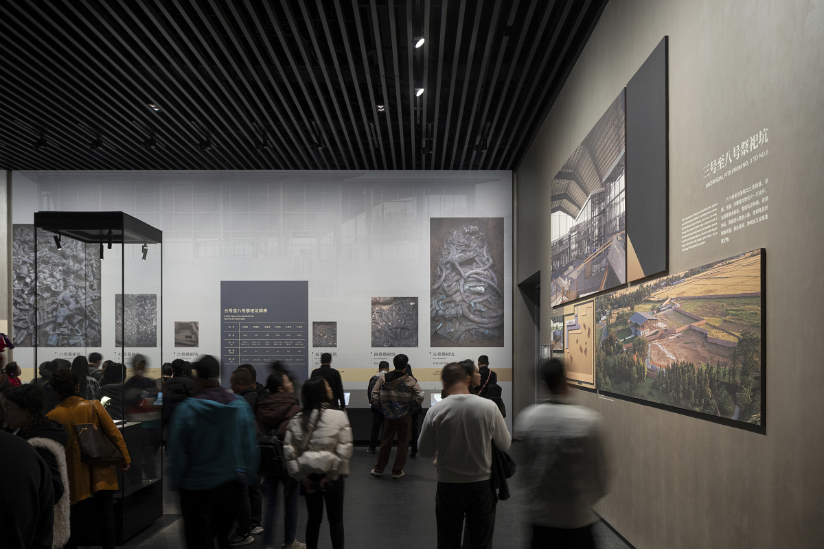 Sanxingdui Museum, China, showcasing artifacts illuminated by ERCO LED lighting for cultural preservation.