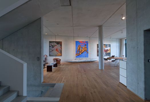 ERCO LED spotlights illuminate art in a Berlin residence, accentuating the artwork.
