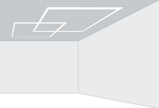 Illustration of the law of good shape with recessed ceiling luminaires.