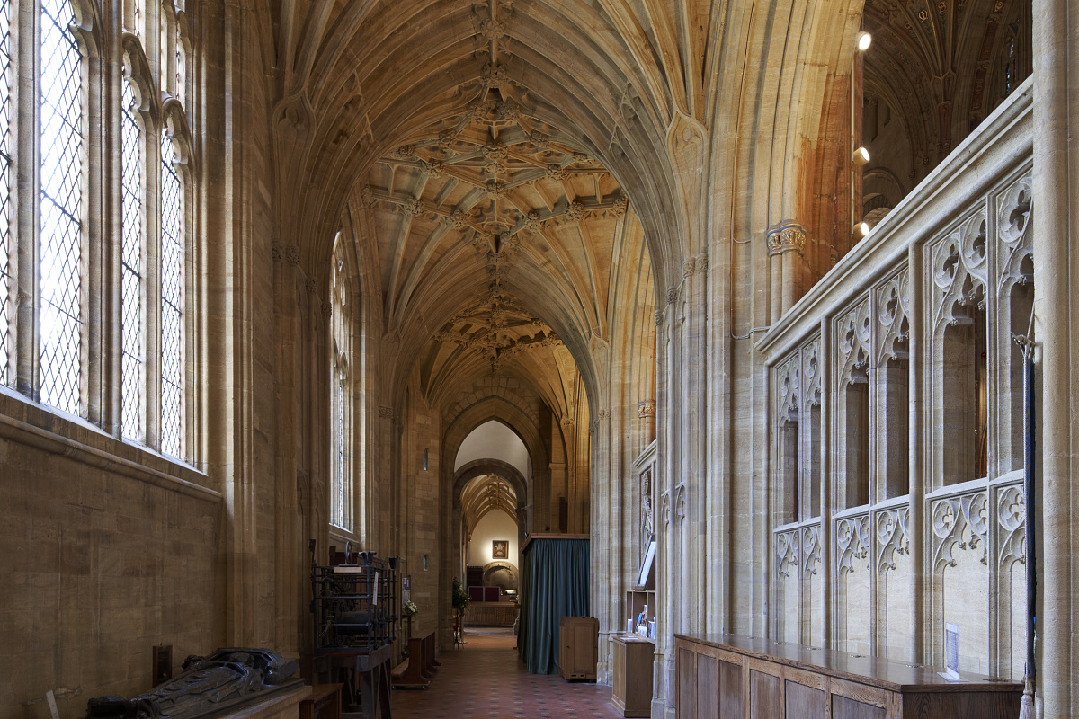 Sherborne Abbey interior featuring ERCO LED lighting, enhancing the architecture.