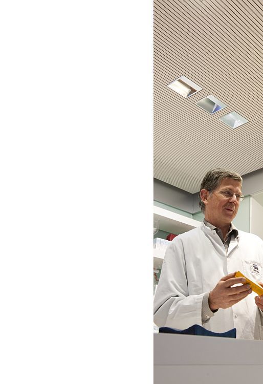 Quintessence LED lighting in Sieben Schwaben Pharmacy, providing efficient illumination.