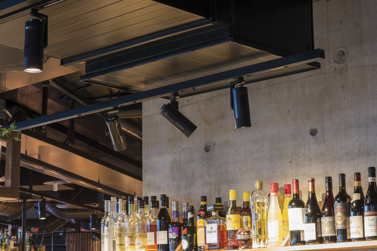 ERCO Eclipse InTrack spotlights providing accent lighting in Stockholms Skybar Sjöstaden.