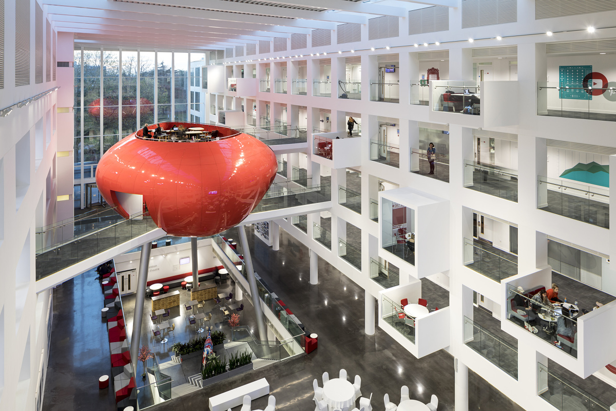 Interior of Solent Universitys Spark Building featuring ERCO LED lighting.
