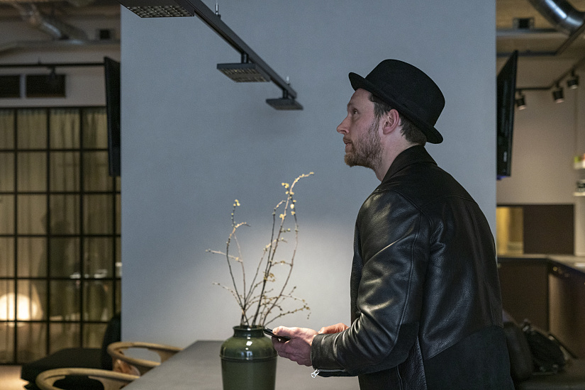 Joaquim de Abreu under ERCO LED lighting, a Nordic lighting designer.