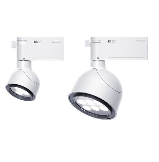 ERCO LED spotlights for tracks, providing flexible accent and wallwashing lighting solutions.