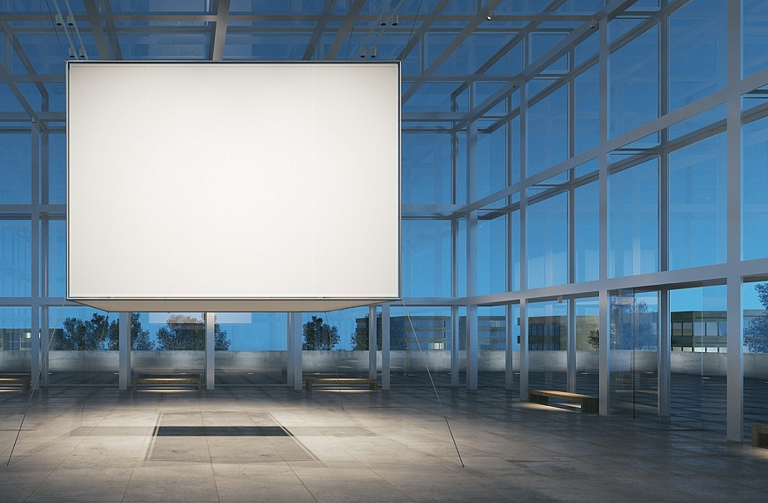 Square light surface in a modern space, demonstrating uniform illumination with ERCO wallwashers.