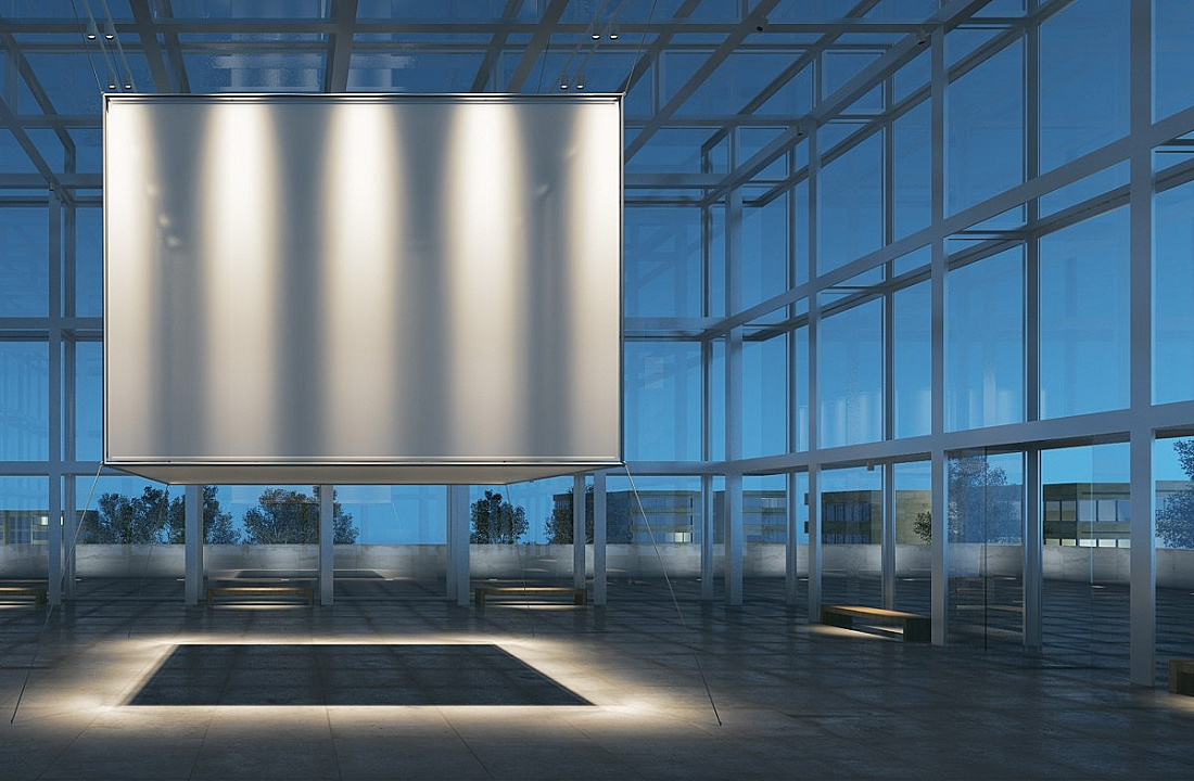Square ERCO lighting solution for uniform illumination in modern architecture.