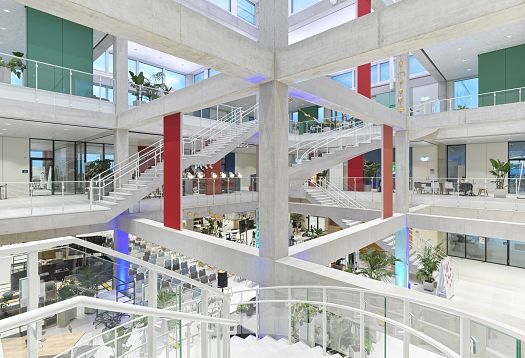 The SQUARE Learning Center at the University of St. Gallen, featuring flexible ERCO lighting solutions.