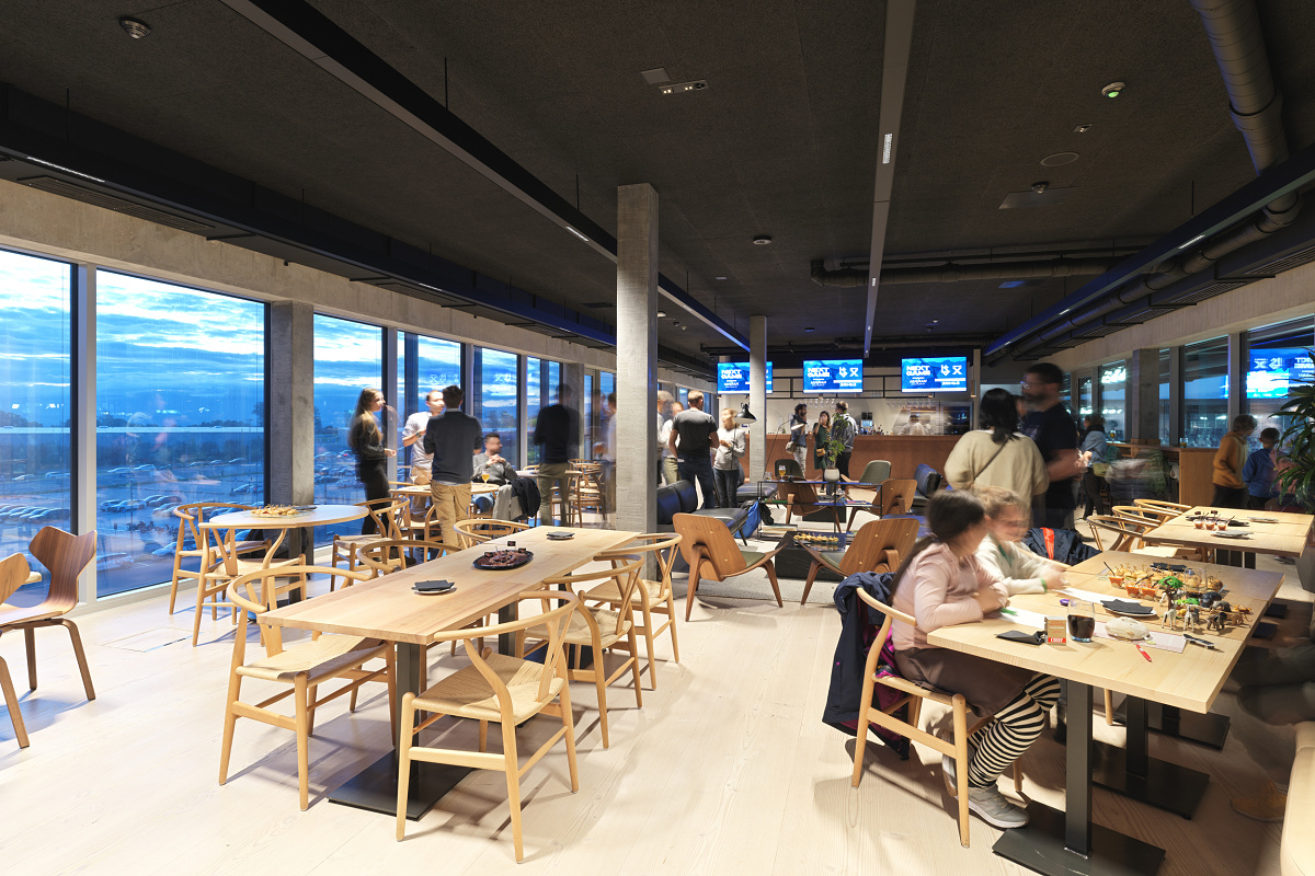 Stade de la Tuilière interior with ERCO lighting, providing visual comfort in Lausanne.