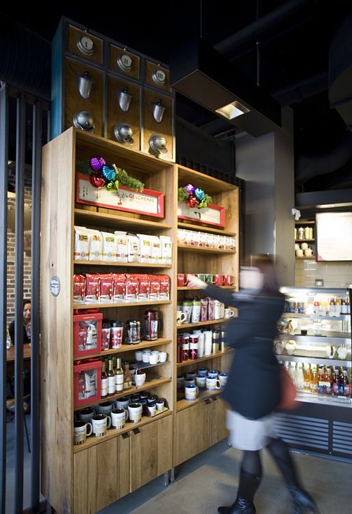 Starbucks retail display with LED lighting at the Altmarkt, Dresden.