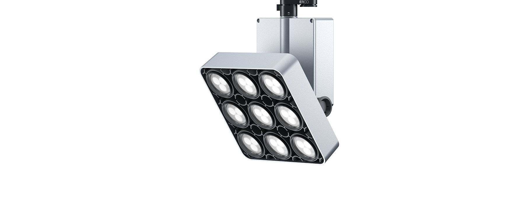 ERCO Stella spotlight for track lighting, designed for high rooms and demanding applications.