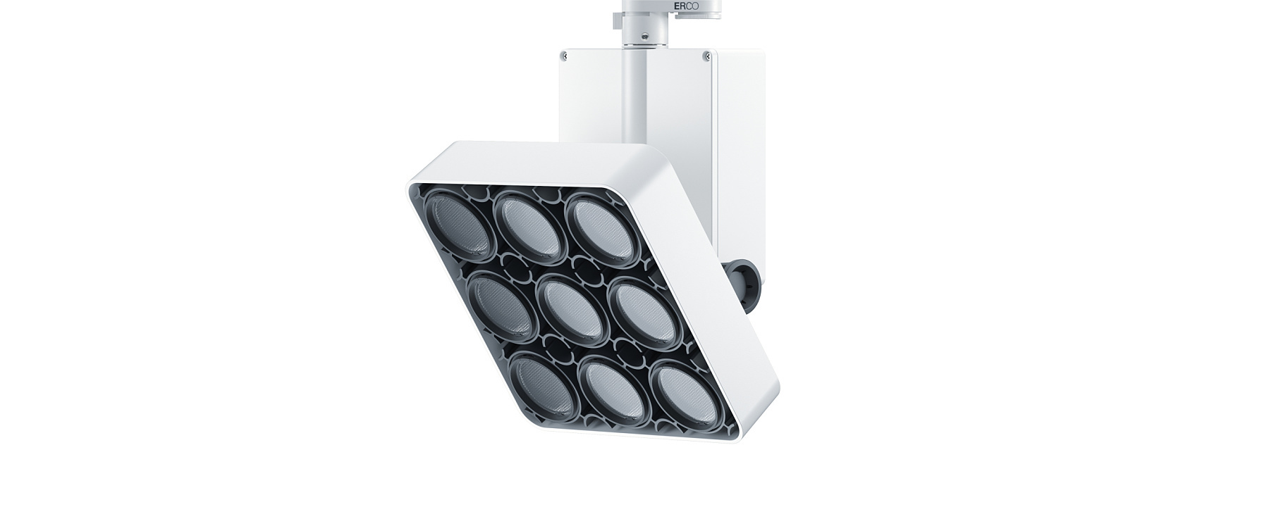 ERCO Stella spotlight for track lighting, designed for high rooms and demanding lighting needs.