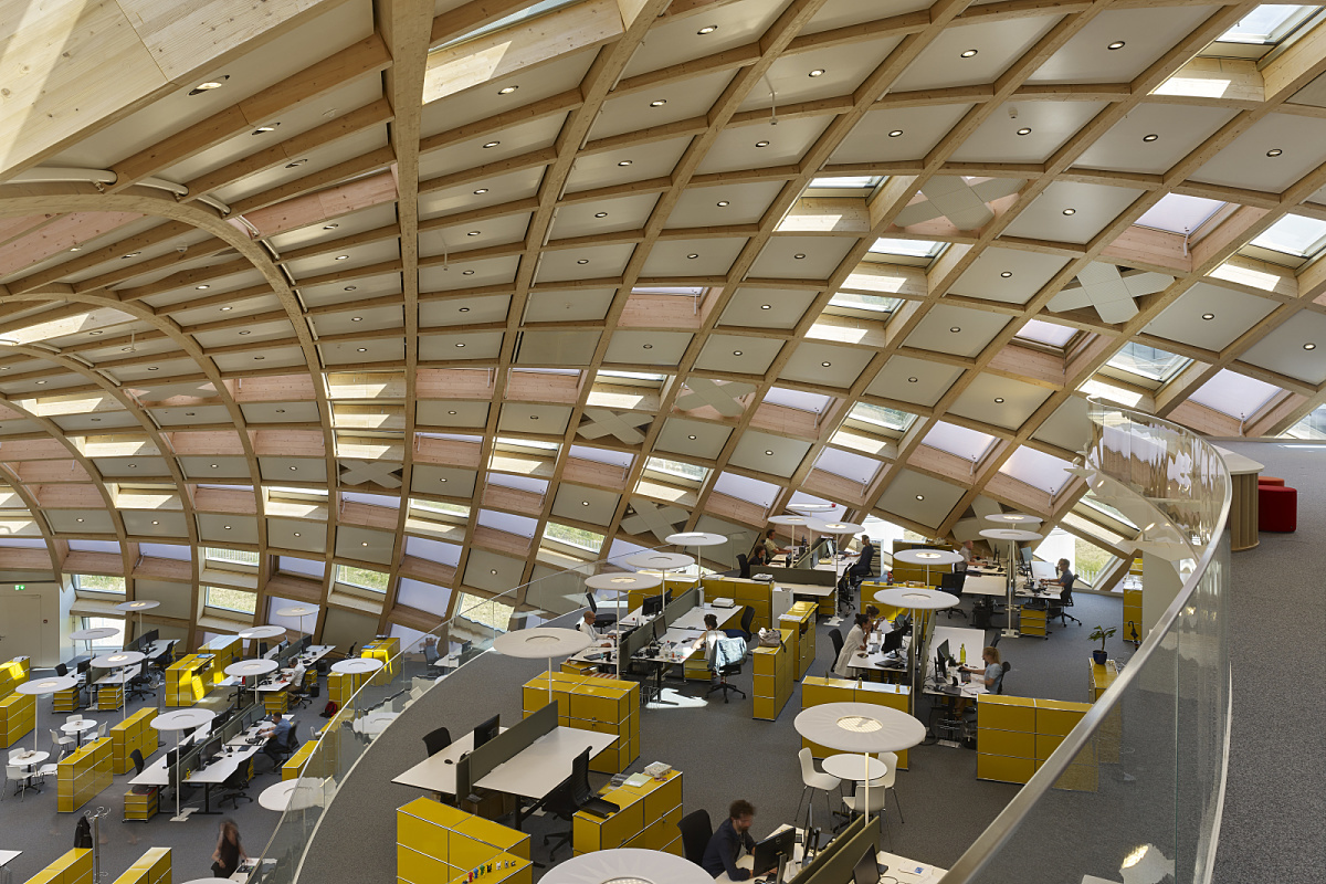 Interior of Swatch HQ featuring Gimbal recessed floodlights for glare-free lighting.