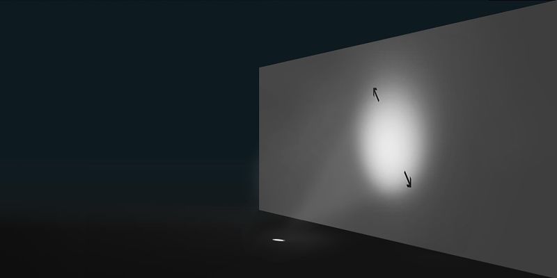 Tesis New recessed floor lights illuminating a wall, showcasing interchangeable lenses and wallwashing.