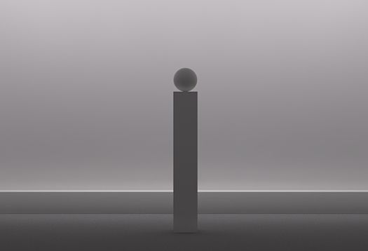Concetto di illuminazione: Sfera su colonna, luce per musei e gallerie.