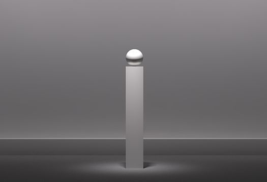 Sfera su piedistallo, elemento di illuminazione per musei.