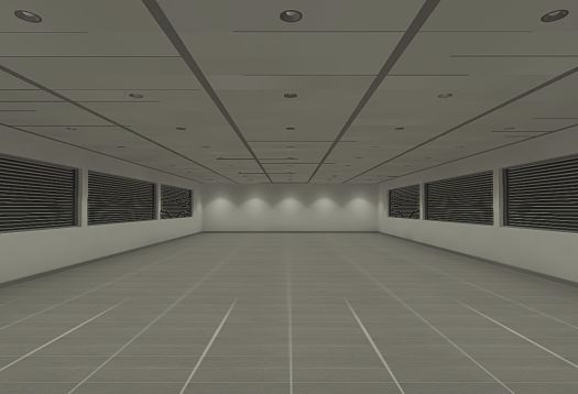 Office space with ERCO downlights, showcasing even illumination and lumen maintenance.