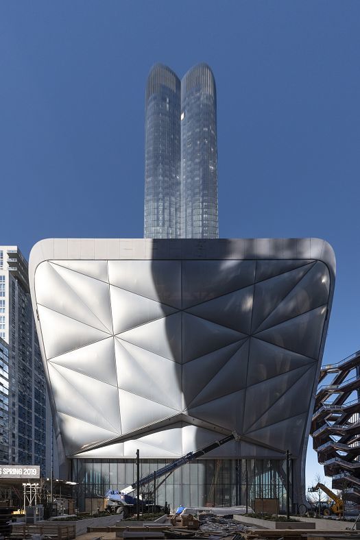 The Shed in Hudson Yards, New York, a cultural space illuminated by ERCO lighting.