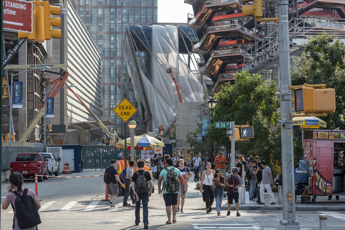 The Shed in Hudson Yards, New York, a versatile cultural space illuminated by ERCO lighting.