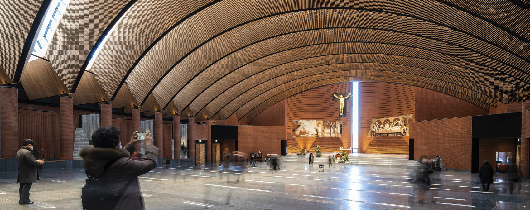 Interior of Namyang Rosary Church featuring ERCO lighting for high visual comfort.
