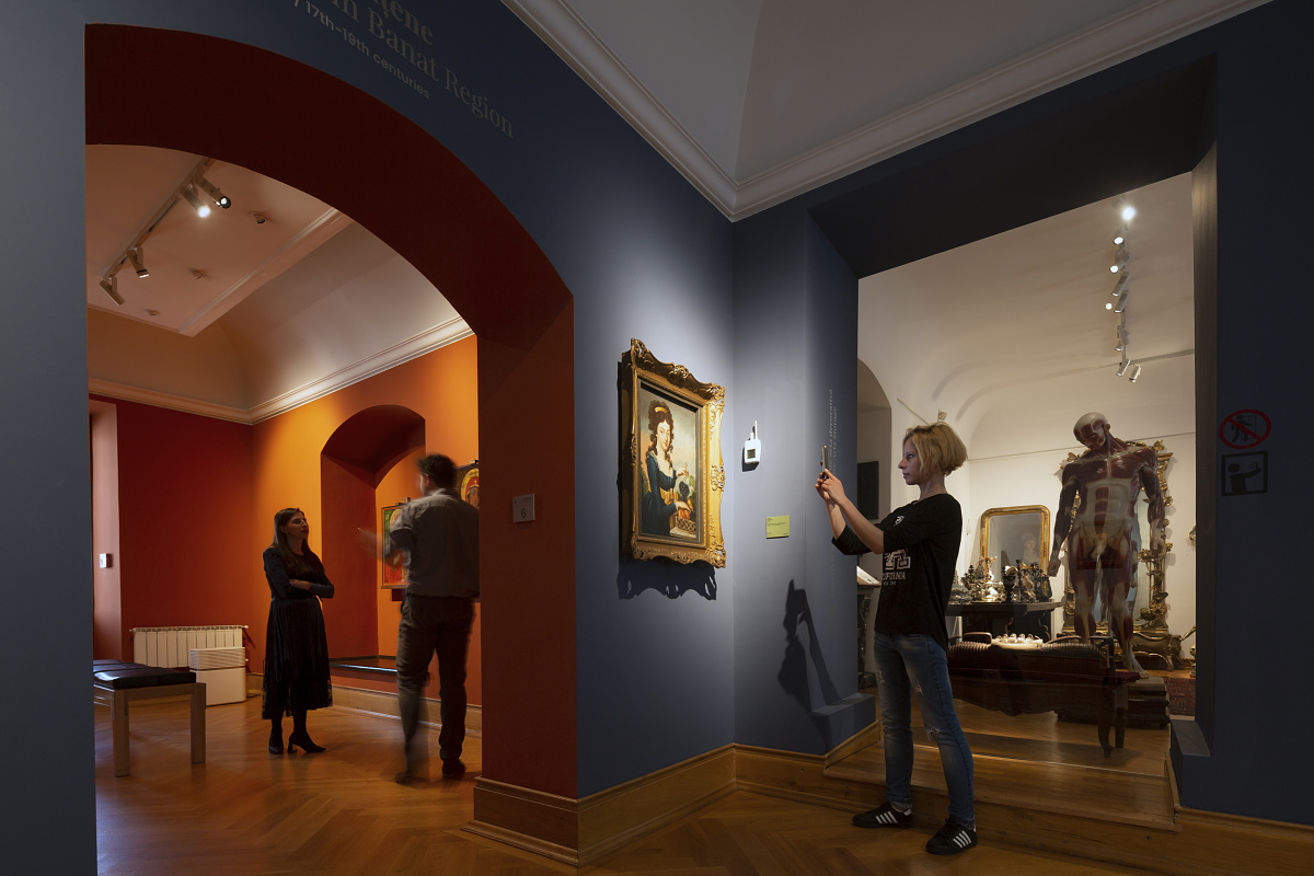 ERCO LED spotlights illuminate artworks in Timisoara Art Museum, enabling flexible exhibition lighting.