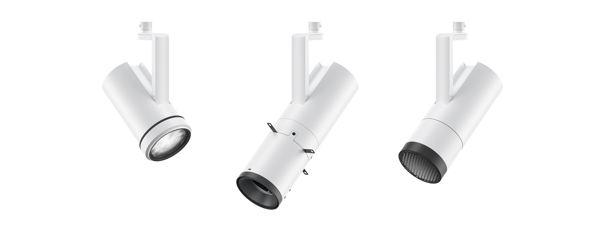ERCO Uniscan 48V spotlights for track lighting, minimalist and multi-talented for galleries.