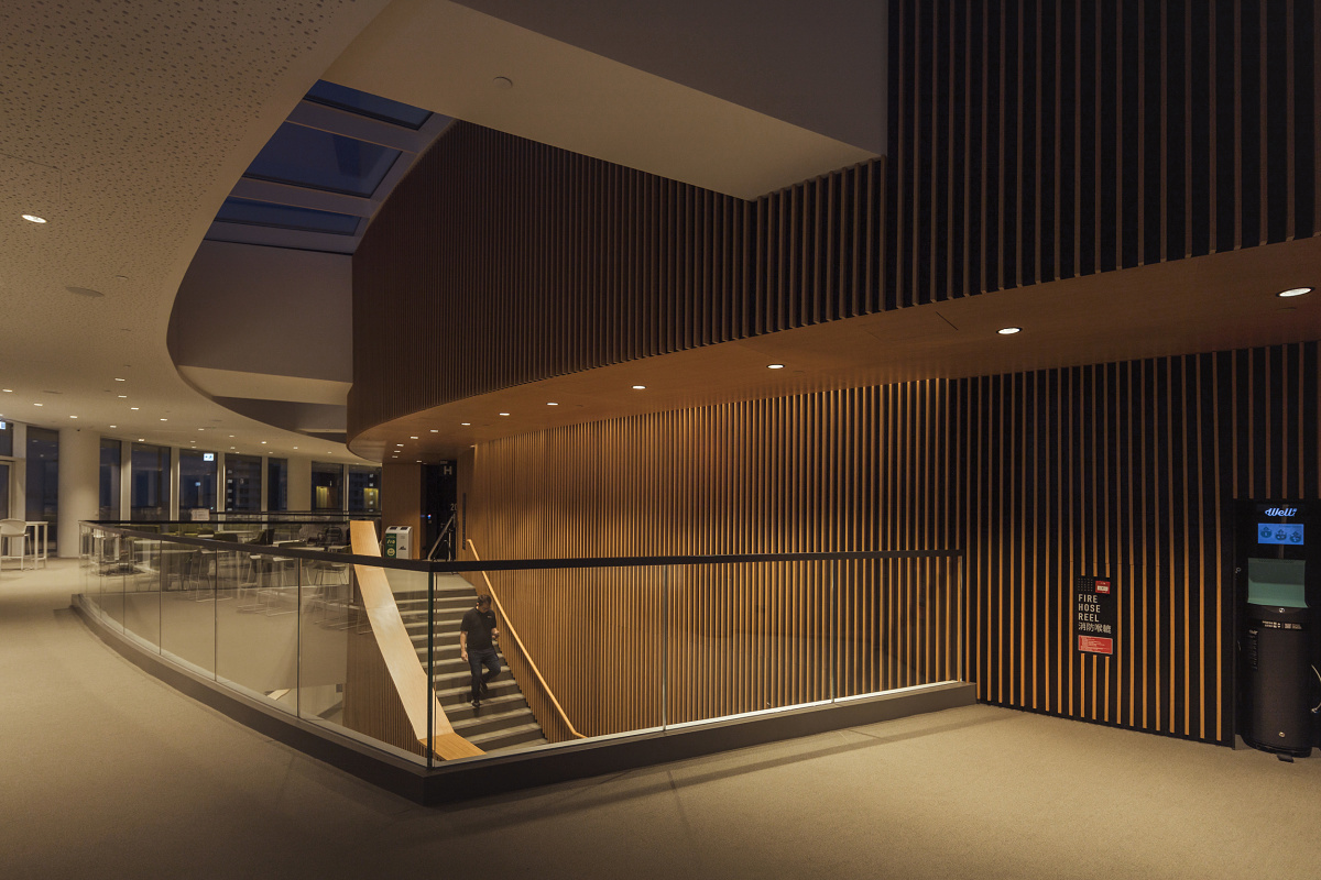 Interior of Hong Kong Universitys Shaw Auditorium featuring ERCO LED lighting for visual comfort.